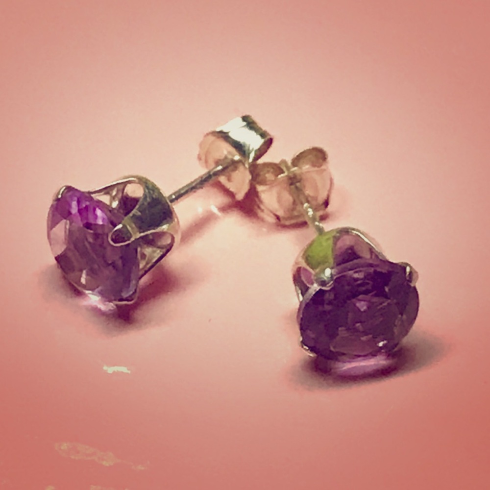 925 Sterling Silver 2CT EACH Genuine Amethyst